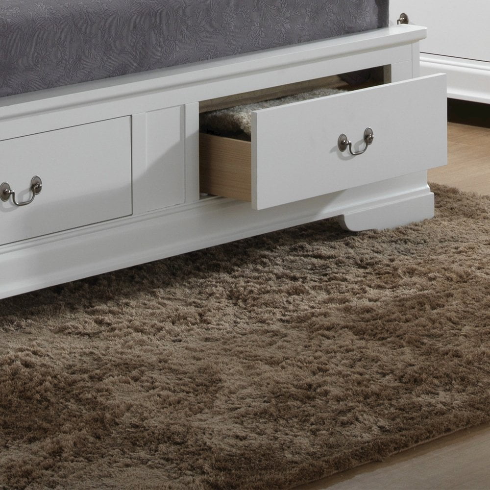 Glory Furniture Louis Phillipe King Storage Bed in White Color