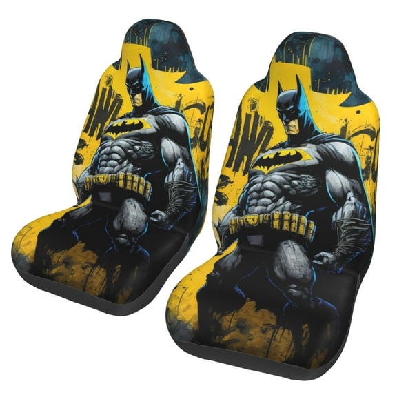 Batman Car Seat Covers Set 2Pcs, Front Seat Covers for Car Truck Sedan SUV Auto, Universal Fit Vehicle Enterior Bucket Seat Protector Car Accessories