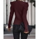 thumbnail image 4 of Suéter Otoño Invierno Cuello En V Color Puro Puff Manga Larga Moda Delgado Casual Mujer Suéter para Exterior Interior Vino Rojo XL, 4 of 6
