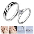 thumbnail image 3 of 1 par de anillos abiertos para pareja, anillos ajustables con diamantes de imitación para los dedos, joyería de moda para los dedos., 3 of 4
