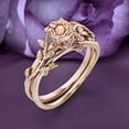 thumbnail image 3 of Vine Leaf Ring, Boho & hippie 1.00 Carat Round Cut Morganite And Diamond Moissanite Engagement Ring, Bridal Ring, Twig Ring, Wedding Ring in 10k Solid Rose Gold, Fairy Promise Ring, Anniversary Ring, 3 of 3