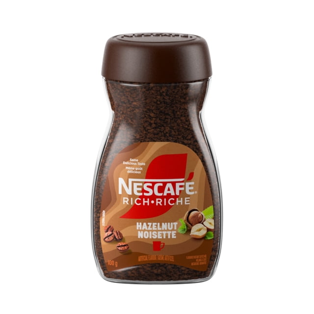NESCAFE Mélange à café instantané aromatisé Riche Noisette, délicieuse saveur de noisette