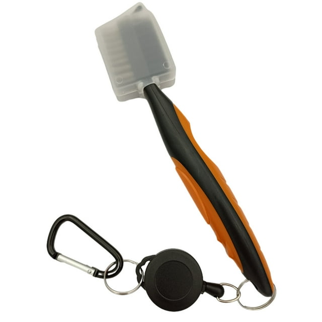 fastboy Golf Club Brush Handheld Replacement Solid Color Telescopic Ball Brushes Cleaning Tool Accessories with Carabiner Orange with Lid 1Set