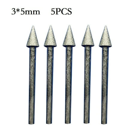 

5Pcs 3Mm Shank Diamond Mounting Point Grinding Head For Stone Jade Carving Tool
