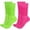 Pink, Green, variant on JASGOOD 2 Pairs Neon Slouch Socks for Women 80s 90s Retro Scrunch Socks Soft Knee High Socks for Party,Dance