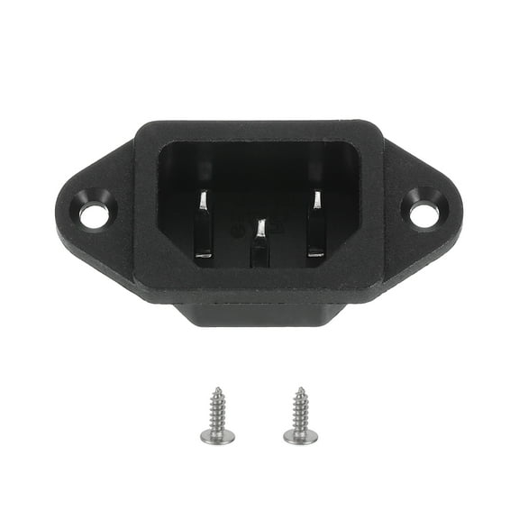 C14 Panel Mount Plug Adapter AC 250V 10A 3 Pins IEC Inlet Module Plug with Screws Power Connector Socket with Cover
