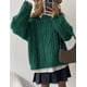 thumbnail image 3 of Suéter PRETTYGARDEN para mujer, oversize, verde, talla XL, tejido grueso, 3 of 6
