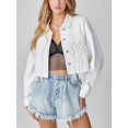 thumbnail image 4 of Chaqueta de lentejuelas con borlas para mujer, chaqueta Retro informal con cuello vuelto y un solo pecho para primavera y otoño, 4 of 4