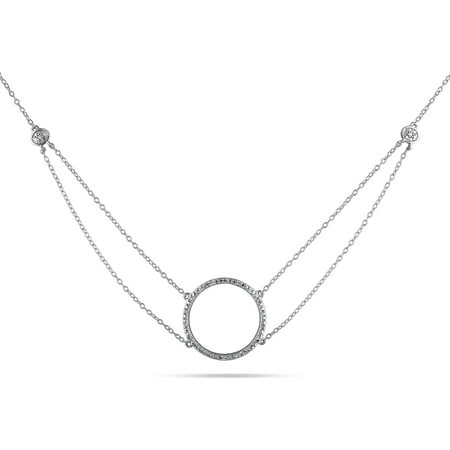 Miabella Diamond-Accent Sterling Silver Circle Necklace