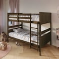 thumbnail image 2 of Home Design Lorain Twin Over Twin Solid Wood Bunk Bed with Sturdy Guardrails and Ladder, Brown, Easy Assembly, 2 of 16