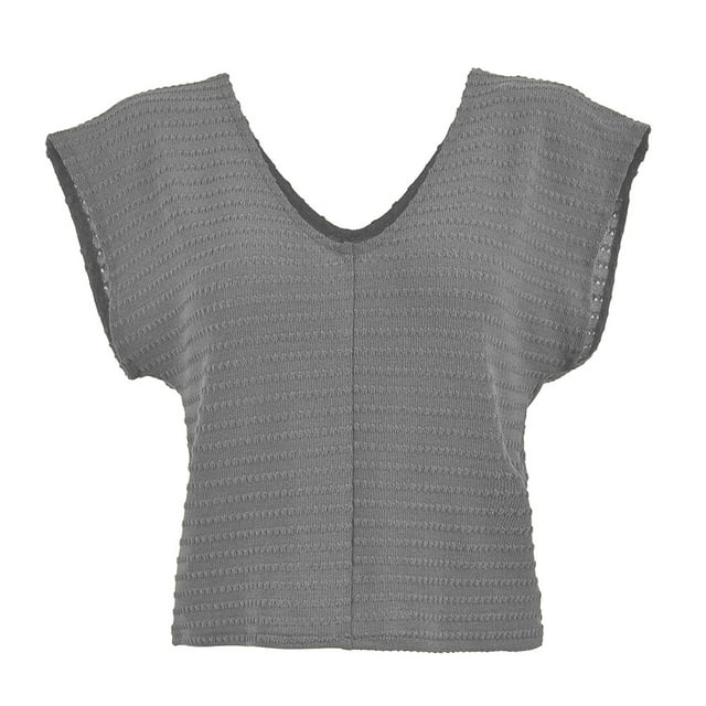 Blusa George para Mujer, Kimona Boxy Escote V con Corte en Delantero Gris Talla EG