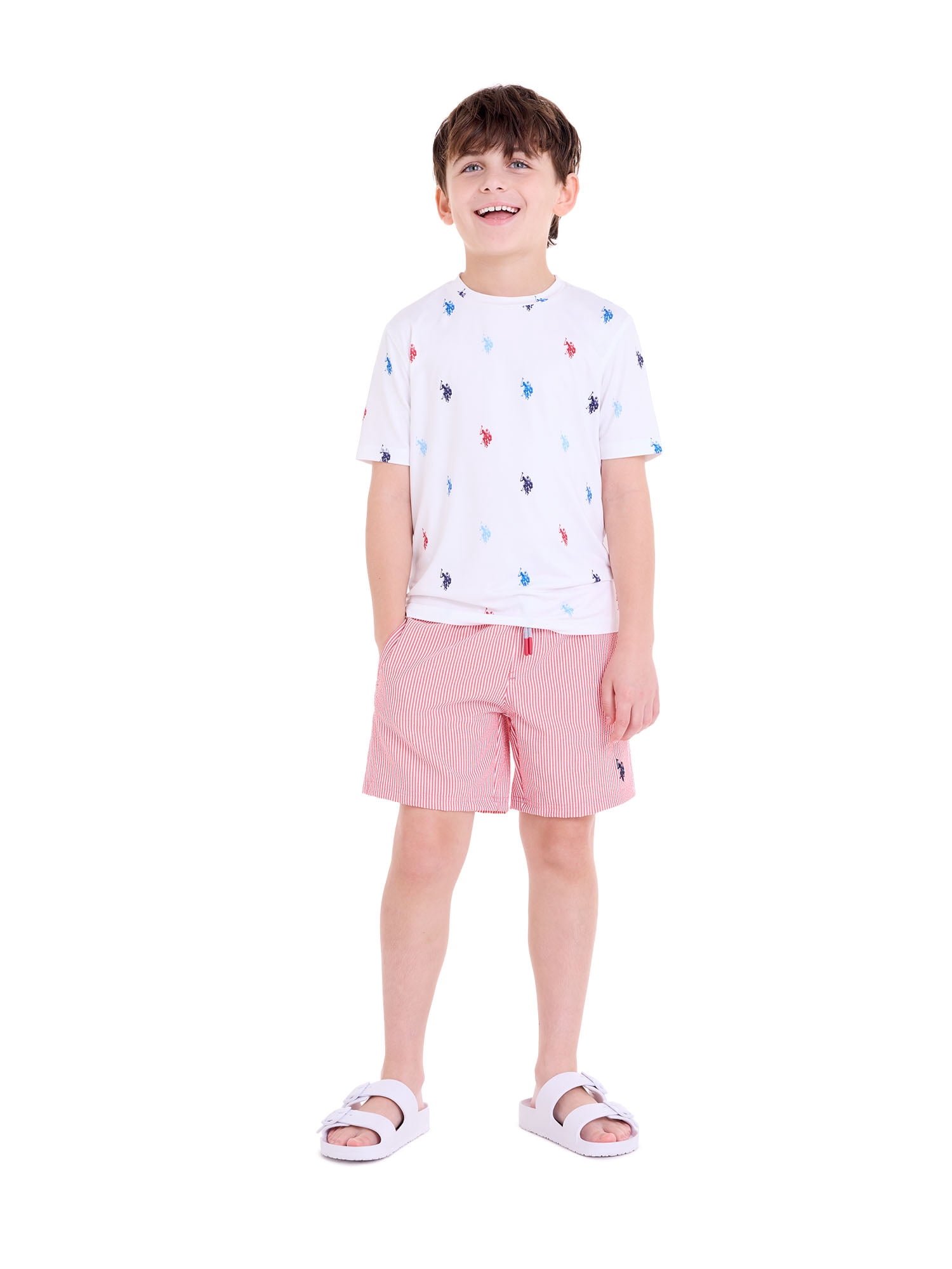 U.S. Polo Assn. Boys Stripe Seersucker Swim Short, Sizes 4-18