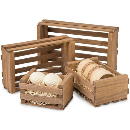 

Wooden Crate Assortment Early American Finish 4 Sizes