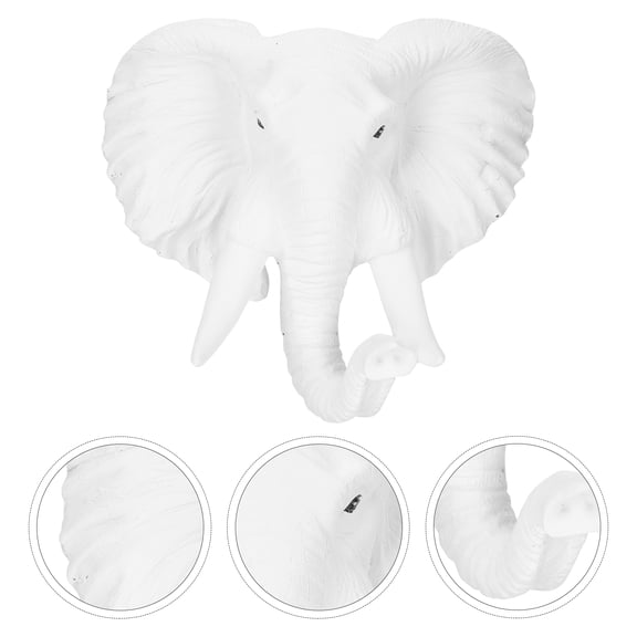 HOMEMAXS White Resin Elephant Head Wall Sculpture for Home Decor with Stunning Details 17.7x13.8x9.8 Inches