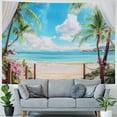 thumbnail image 4 of ERAPDAUR  Beach Decor Tapestry, Ocean Sea Tropical Island Palm Tree Scenic View From Balcony Summer Tropical Scenery Wall Hanging Nature Tapestry For Bedroom Living Room Dorm 40x30inch, 4 of 6