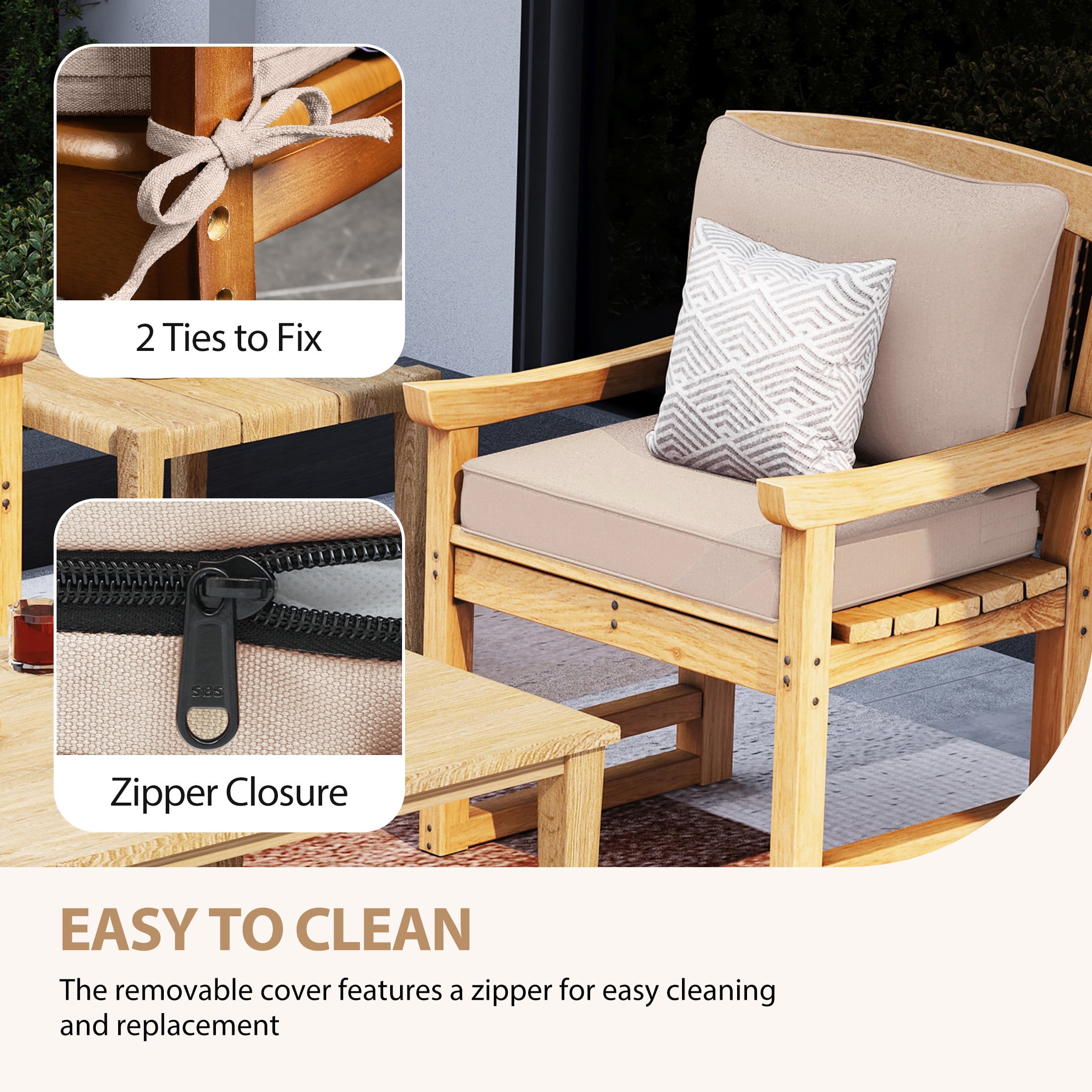 24 x 24 Waterproof Outdoor Deep Seat Cushion for Patio Furniture Cushion Replacement, Peachy Tan