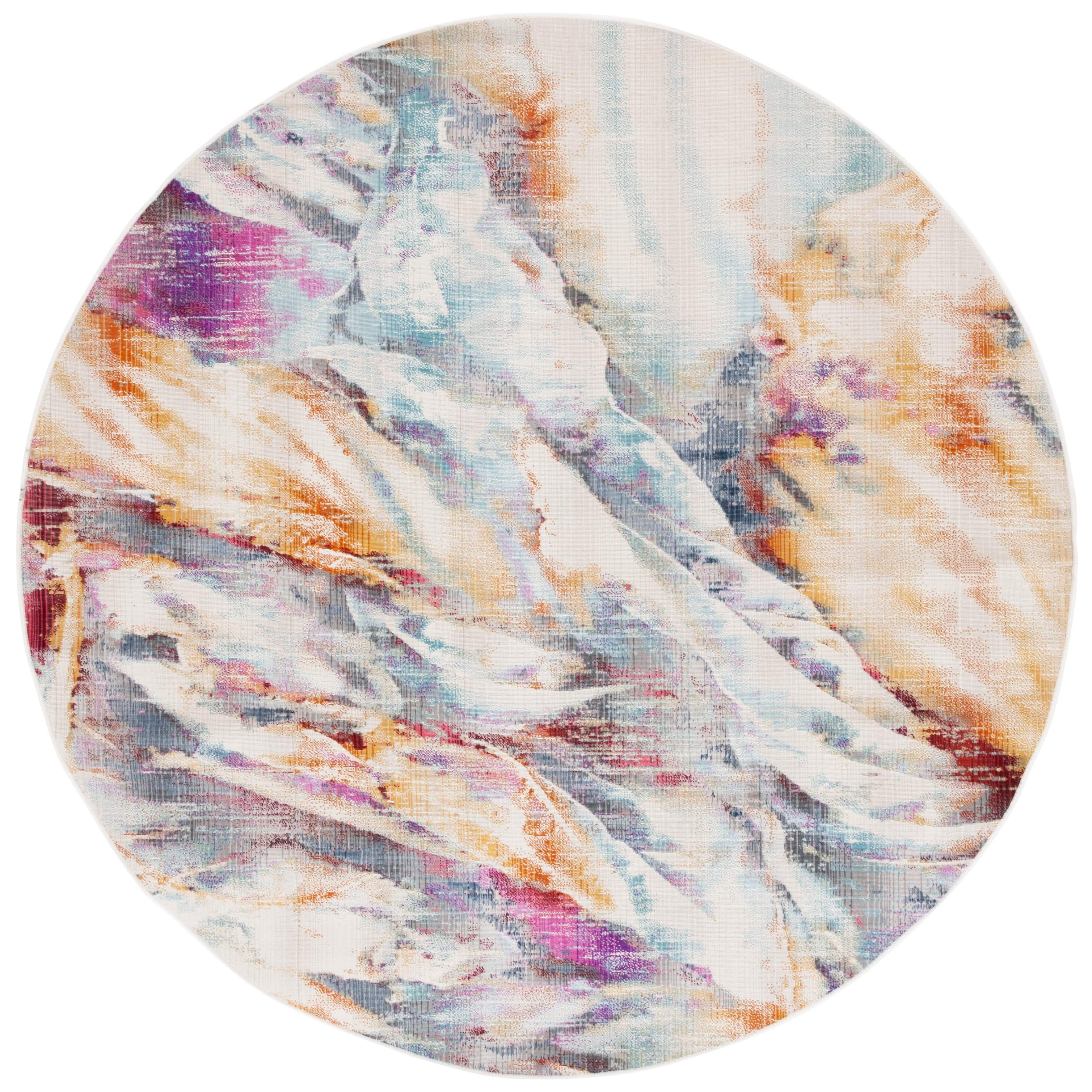 SAFAVIEH Rainbow Kiro Abstract Indoor/Outdoor Area Rug, Blue/Gold, 4' x 6'