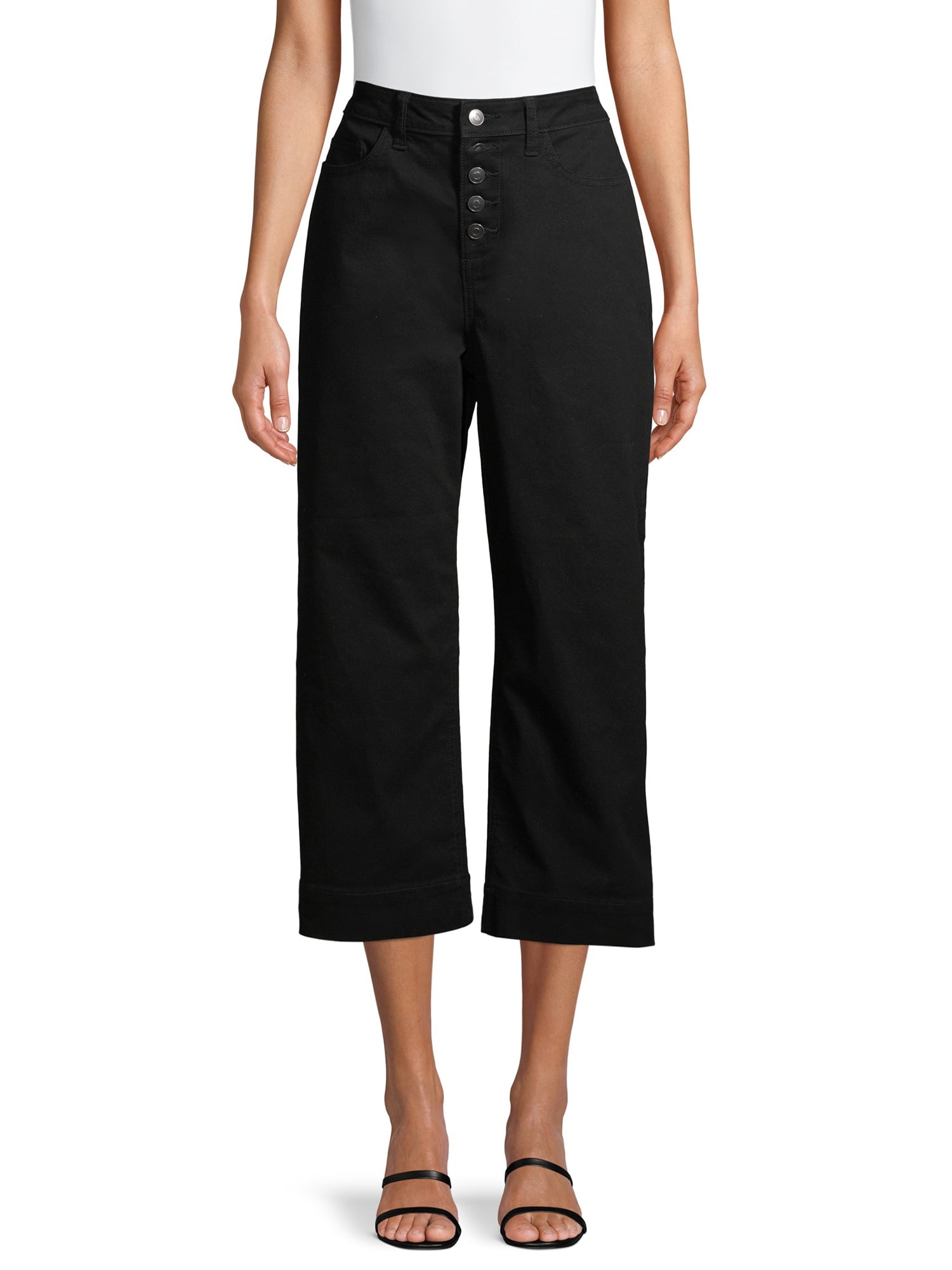 Time and Tru Wide Leg Capri Jeans - Walmart.com