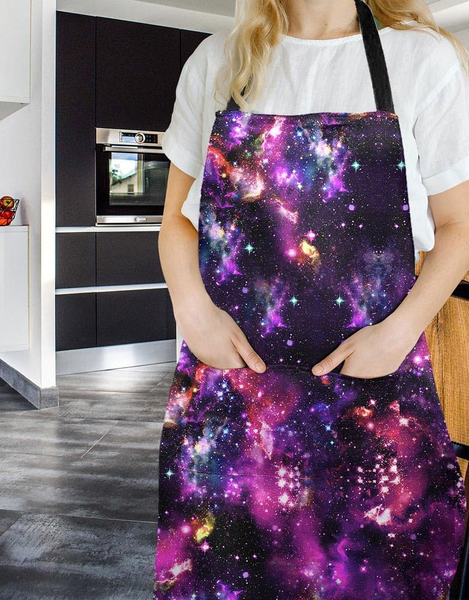 Adjustable Bib Apron with 2 Pockets, Unisex Apron Machine Washable for Kitchen Cooking Restaurant BBQ Drawing