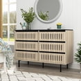 thumbnail image 2 of Resenkos Rustic Boho Wood Dresser for Bedroom with 6 Drawers, Hollow Design Storage Organizer Bedroom Furniture, Natural, 2 of 11