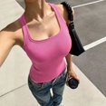 thumbnail image 4 of Soyumi Tank Tops for Women Summer Sleeveless Racerback Square Neck Casual Basic Ribbed Tops 2026 Summer Beach Vest Cotton Cami Shirts Workout Shirts, Hot Pink, 4 of 6