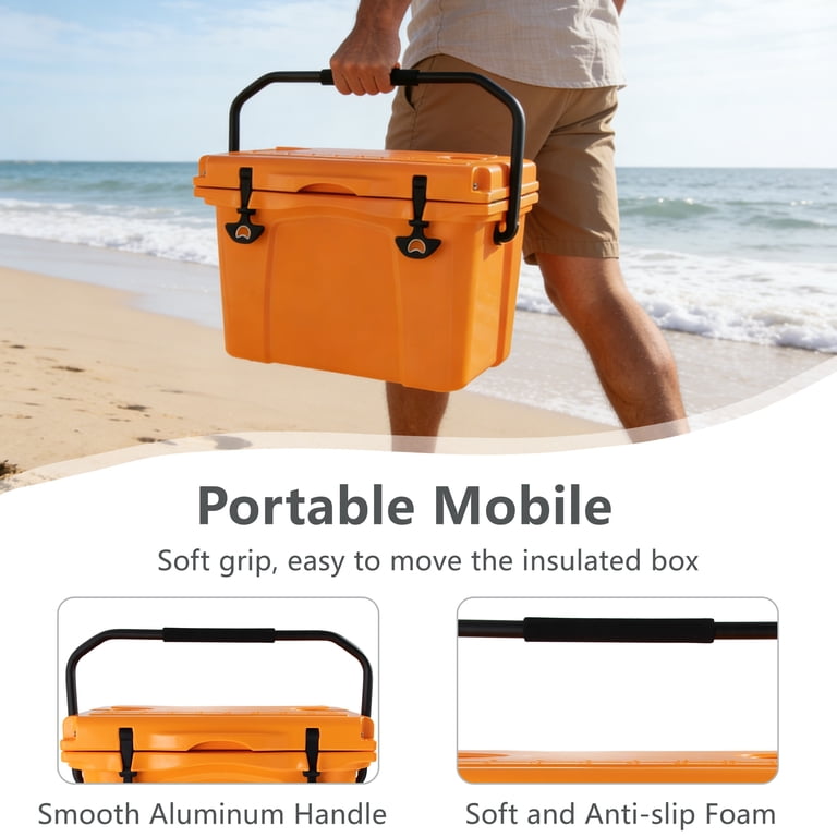 25QT Portable Cooler, Insulated Hard Cooler with Bottle Opener