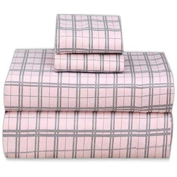 Ruvanti 100% Cotton 4 Pcs Flannel Sheets Queen Size, Deep Pocket, Warm