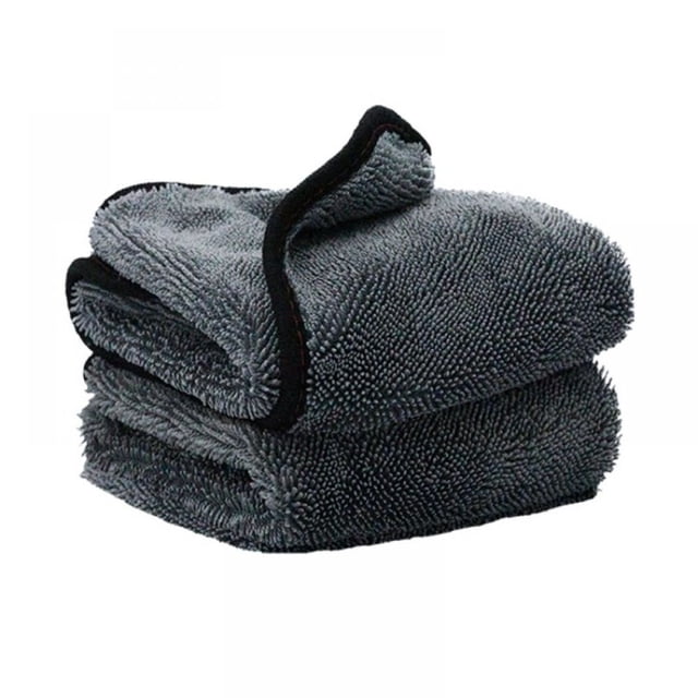 2X Paño seco premium, paños absorbentes de microfibra para el cuidado del automóvil 60x40cm gris