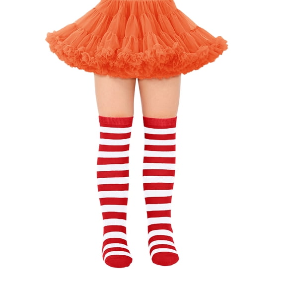 REDARER Girls' Striped Knee High Socks, Soft Stretch Breathable Long Stockings for Daily & Wear,7-12 Years