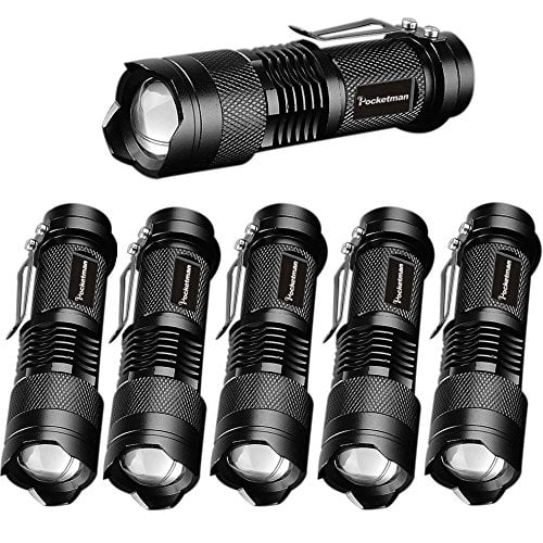 Pocketman CREE Q5 Zoomable 3 Modes LED Torch AA Battery 