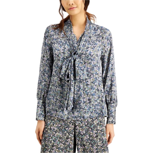 Blusa Floral I-N-C para mujer azul mediana