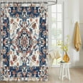 thumbnail image 4 of Fabric Shower Curtain, Boho Vintage Blue and Red Floral Distressed Bathroom Curtain with 12 Hooks Waterproof No Bad Odor Machine Washable Bath Curtains for Bathroom, Spa Room, 72"x78", 4 of 6