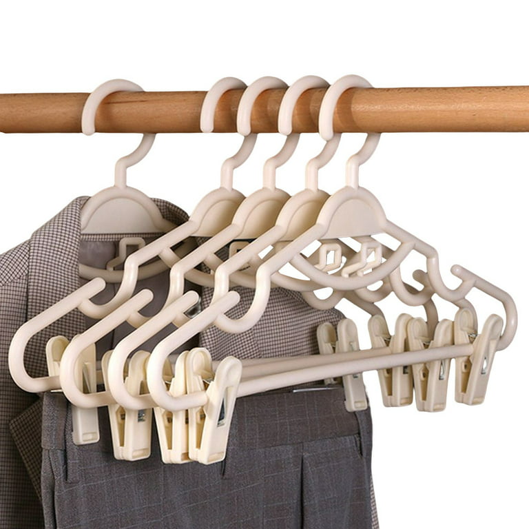 10pcs Non-Slip Velvet Trouser Hangers Suit Hanger Space Saving Hook Clothes  Hanger Pants Hanger