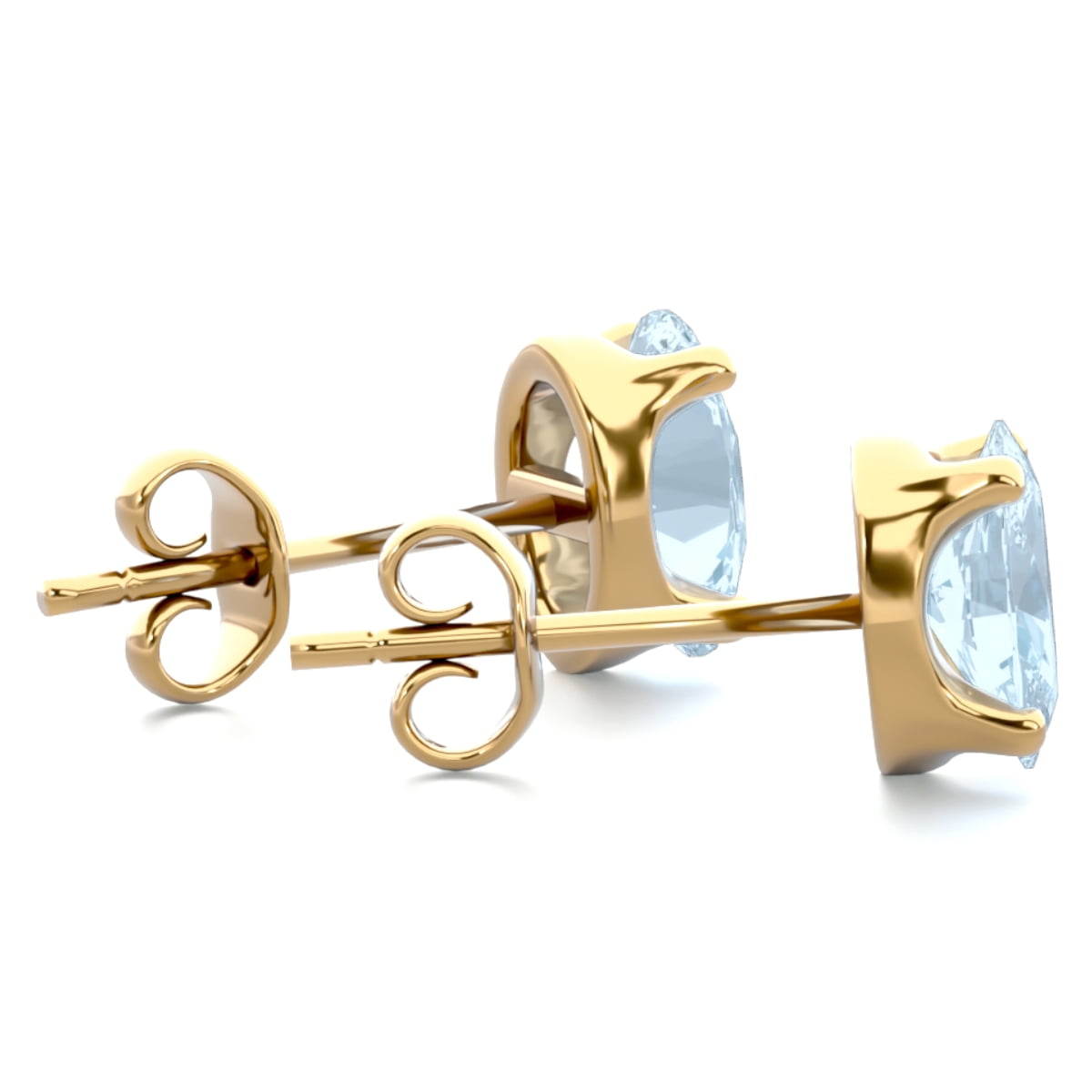 SuperJeweler 1 Carat Oval Shape Aquamarine Stud Earrings in 14K Yellow Gold Over Sterling Silver for Women