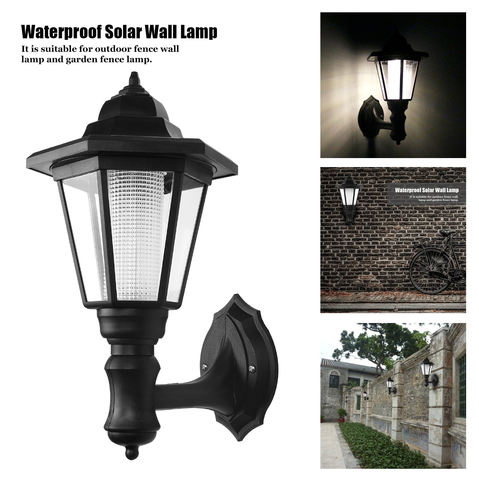 Solar Powered LED Wall Lamp Hexagonal Light Exterior Solar Powered LED Wall Lamp Hexagonal Light Exterior