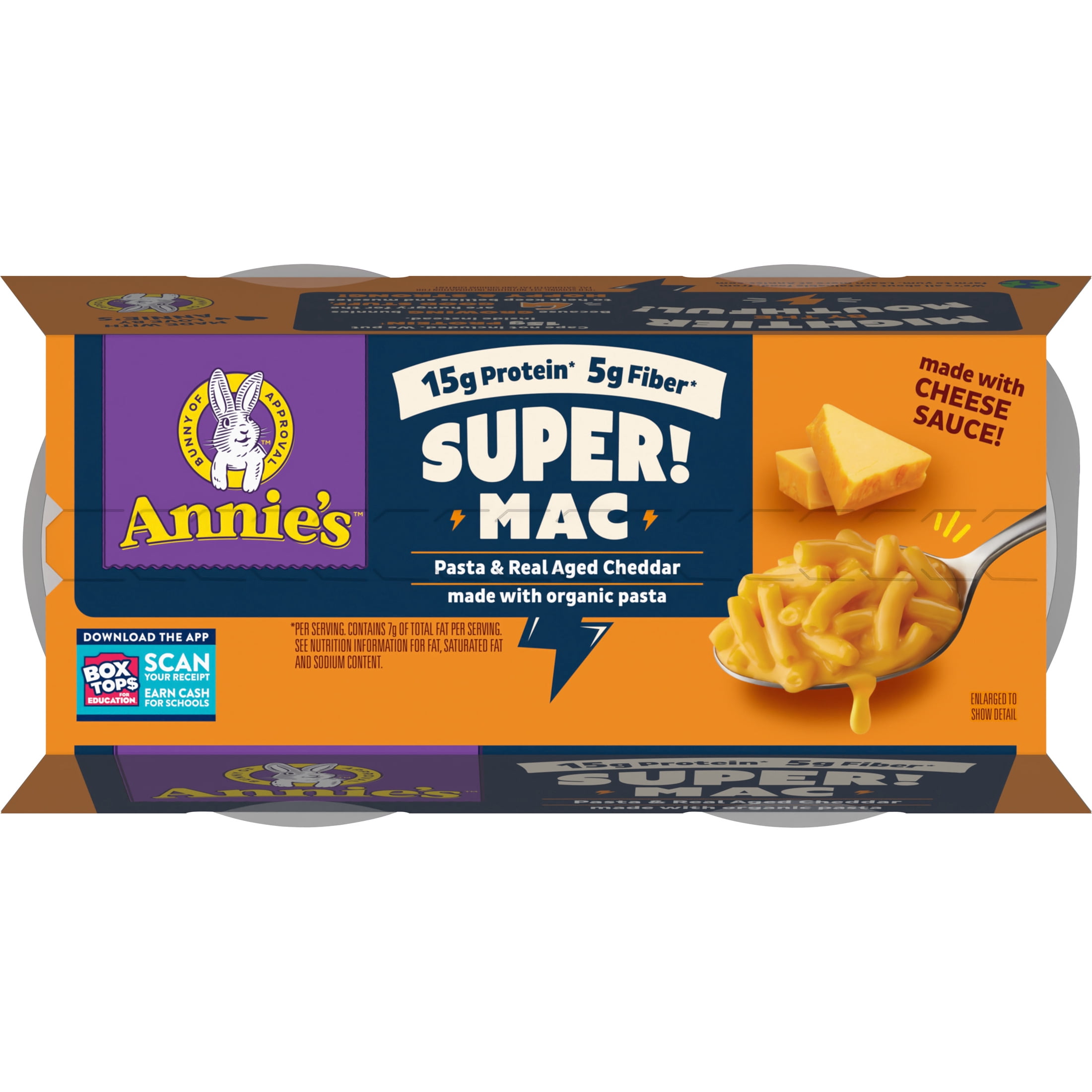 Annie's Super! Mac Microwave Pasta and Real Aged Cheddar Cups, 4 Count, 11.44 oz
