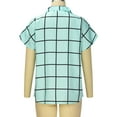 thumbnail image 7 of Womens Summer V Neck Plaid Shirts Short Sleeve Collared Basic T Shirts Tops Loose Comfy Work Casual Blouses with Pockets, 7 of 7