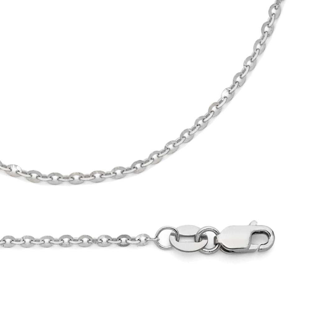 14k White Gold 1.6-mm Diamond Cut Rolo Chain Necklace 