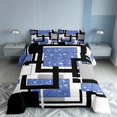 thumbnail image 2 of Homewish Geometric Plaid Full Size Comforter Sets, Blue White Black Bedding Comforter Set, Black Reversible, 3pcs 1 Comforter and 2 Pillowcases, 2 of 6