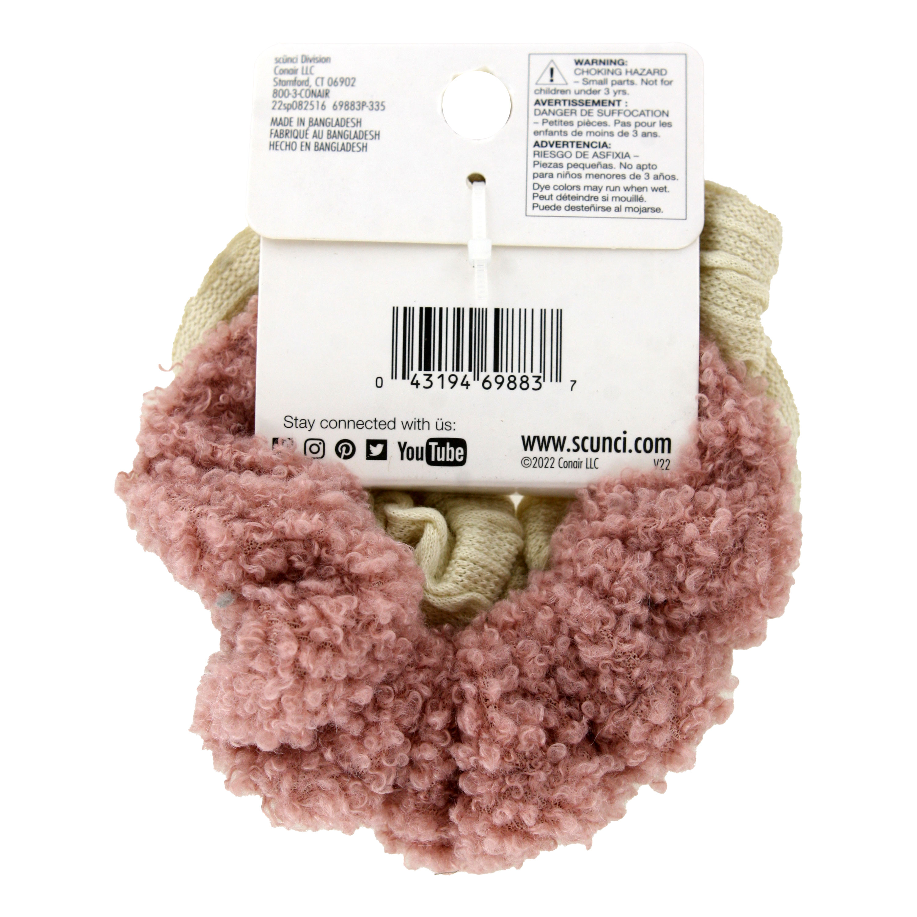 (5 pack) Scunci The Original Scrunchie Soft Fabric and Fuzzy Scrunchies, Assorted Colors, 2-Pieces