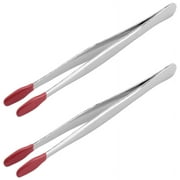 2 Pieces of Rubber Tip Tweezers PVC Silicone Precision Tweezers Laboratory Industrial Craft Tweezers Tool-Red