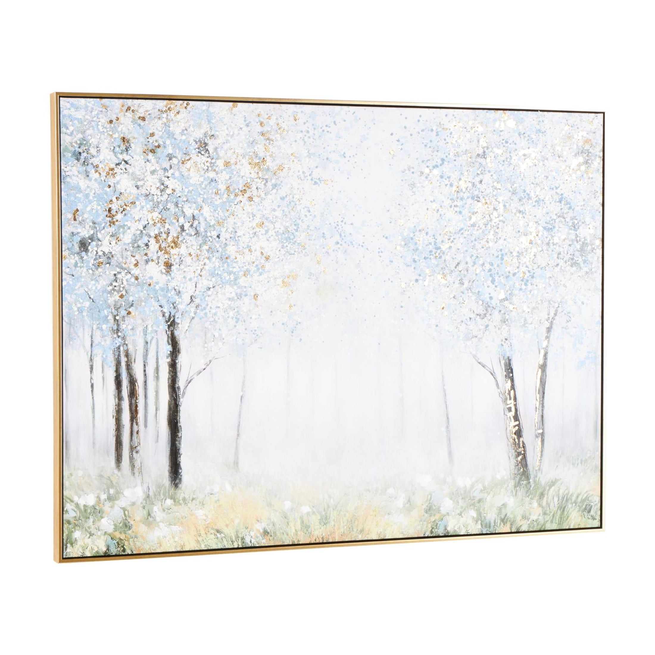 47" x 36" Forest Landscape Framed Wall Art with Gold Foil Accents, by DecMode