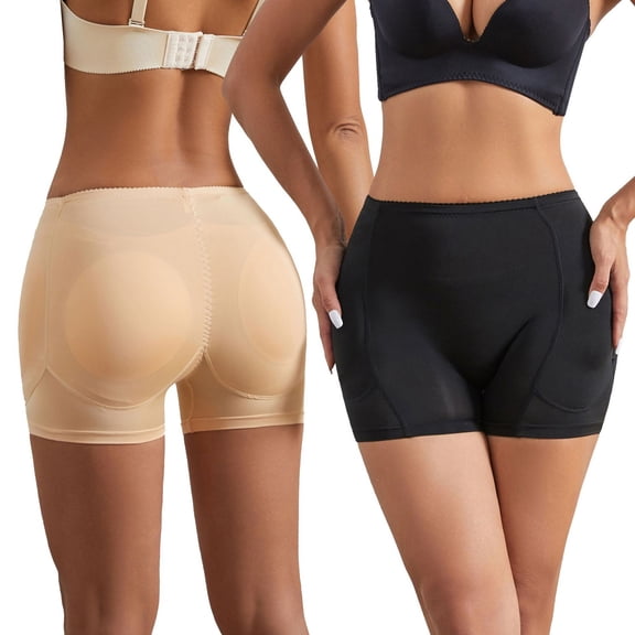 Lunuaoe Women's Butt Lifter & Hip Enhancer Shapewear, 4-Pad Padded Control Panties, Tummy Control Fake Butt Shorts