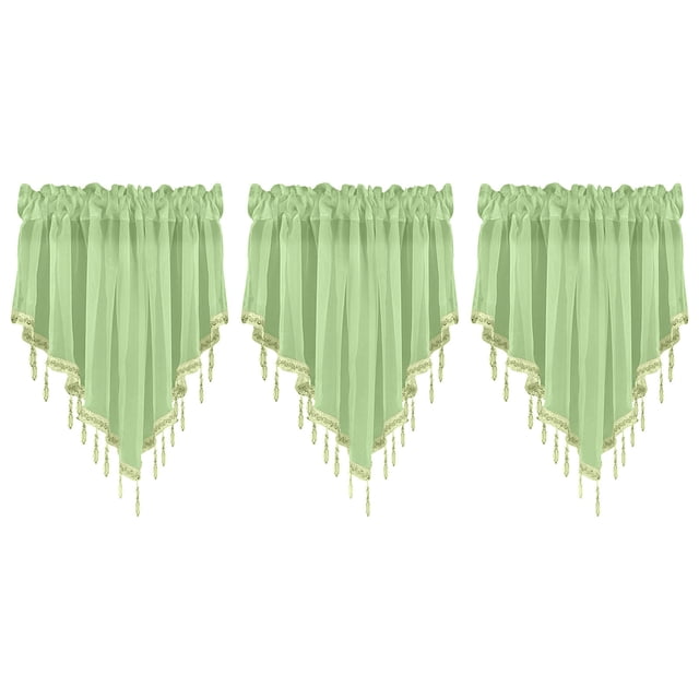 Giyblacko Rideaux Occultants 3 Pcs Couleur Unie Finie Rideau Draperie 51x24 Décoration Maison Rideau Triangle Écran Cuisine Court Rideau
