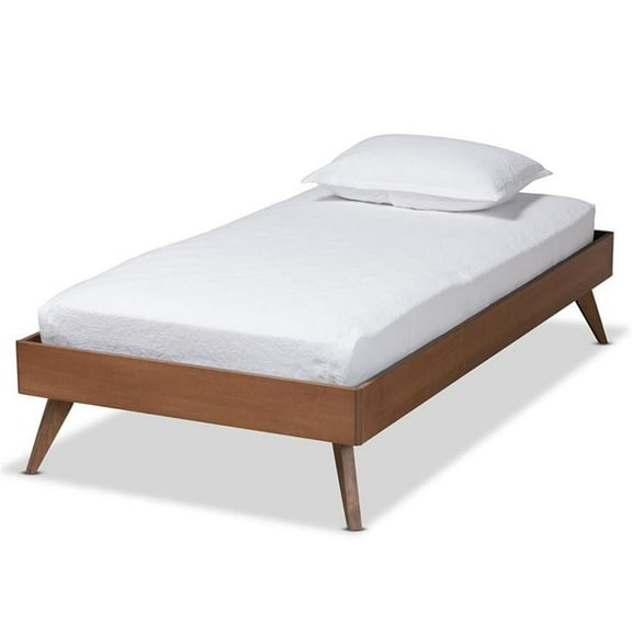 Bowery Hill Ash Walnut Finished Wood Twin Size Platform Bed Frame