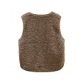 thumbnail image 2 of LMLYSoH Women Fashion Polar Fleece Vest Solid Color V-Neck Sleeveless Button-Down Waistcoat Jackets Autumn Winter Casual Outerwear, 2 of 8