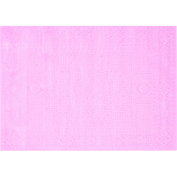 Ahgly Company Indoor Rectangle Solid Pink Modern Area Rugs, 4' x 6'