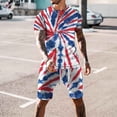 thumbnail image 1 of TIMIFIS Tenues 2 Pcs pour Hommes 4 Juillet Été Décontracté Imprimé Drapeau USA Col Rond Manches Courtes et Shorts - Printemps/été, 1 of 5