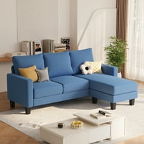 Lumihaven 70.8" L-Shaped Sectional Sofa with Ottoman Ergonomic Support Sofa Couch for Small Spaces Living Room, Apartment,Blue