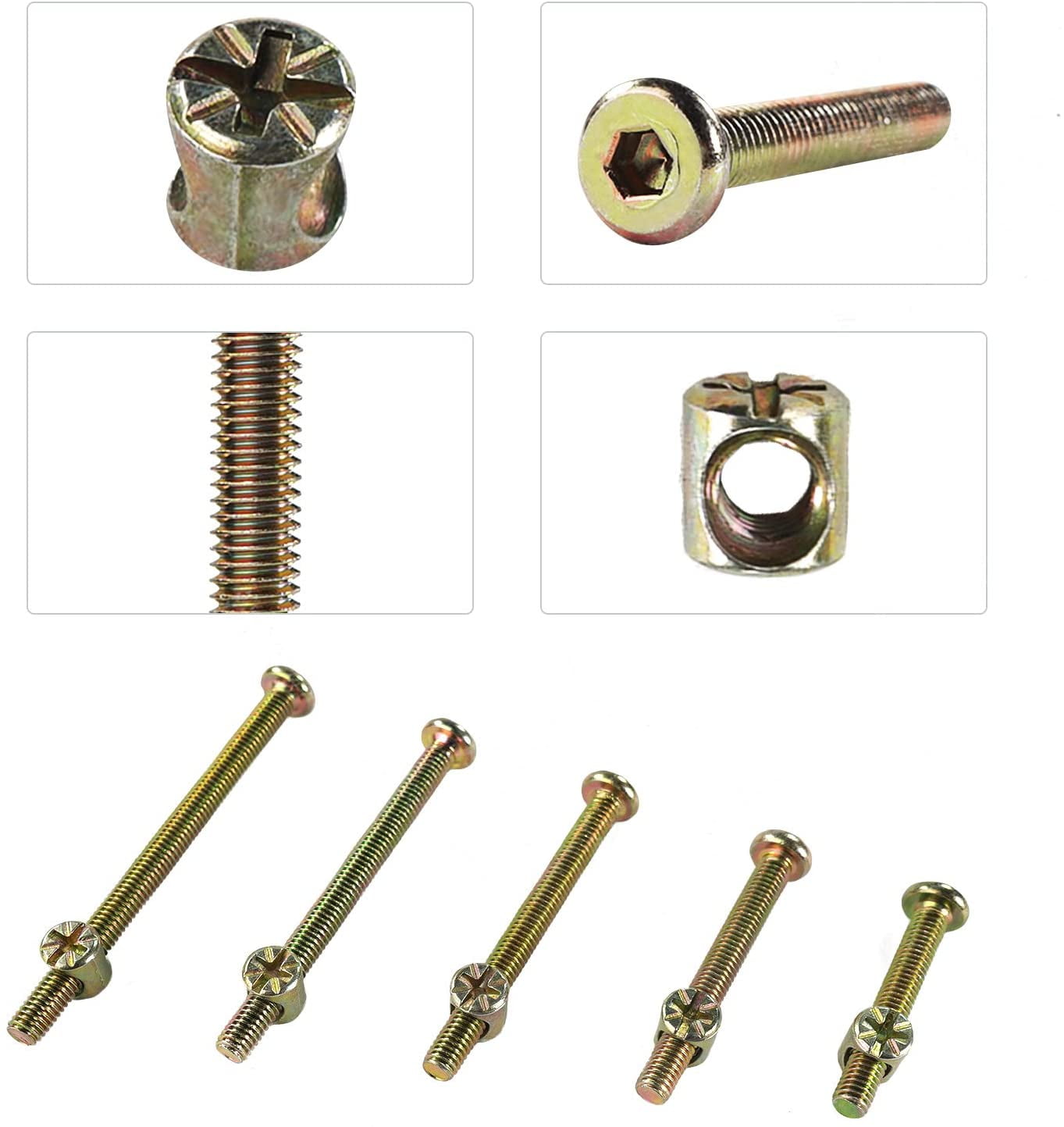 Crib Screws Hardware Replacement kit, M6 Furniture Bolt and Nuts